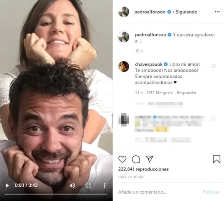 Pedro Alfonso le dedicó un video a Paula Chaves y sus hijos desde