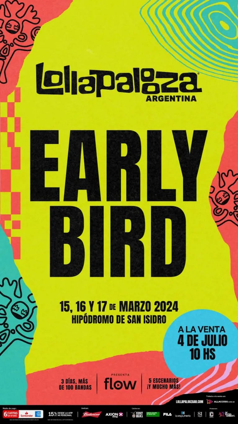 Lollapalooza 2024 cuándo es la venta de early bird y cuál es el precio