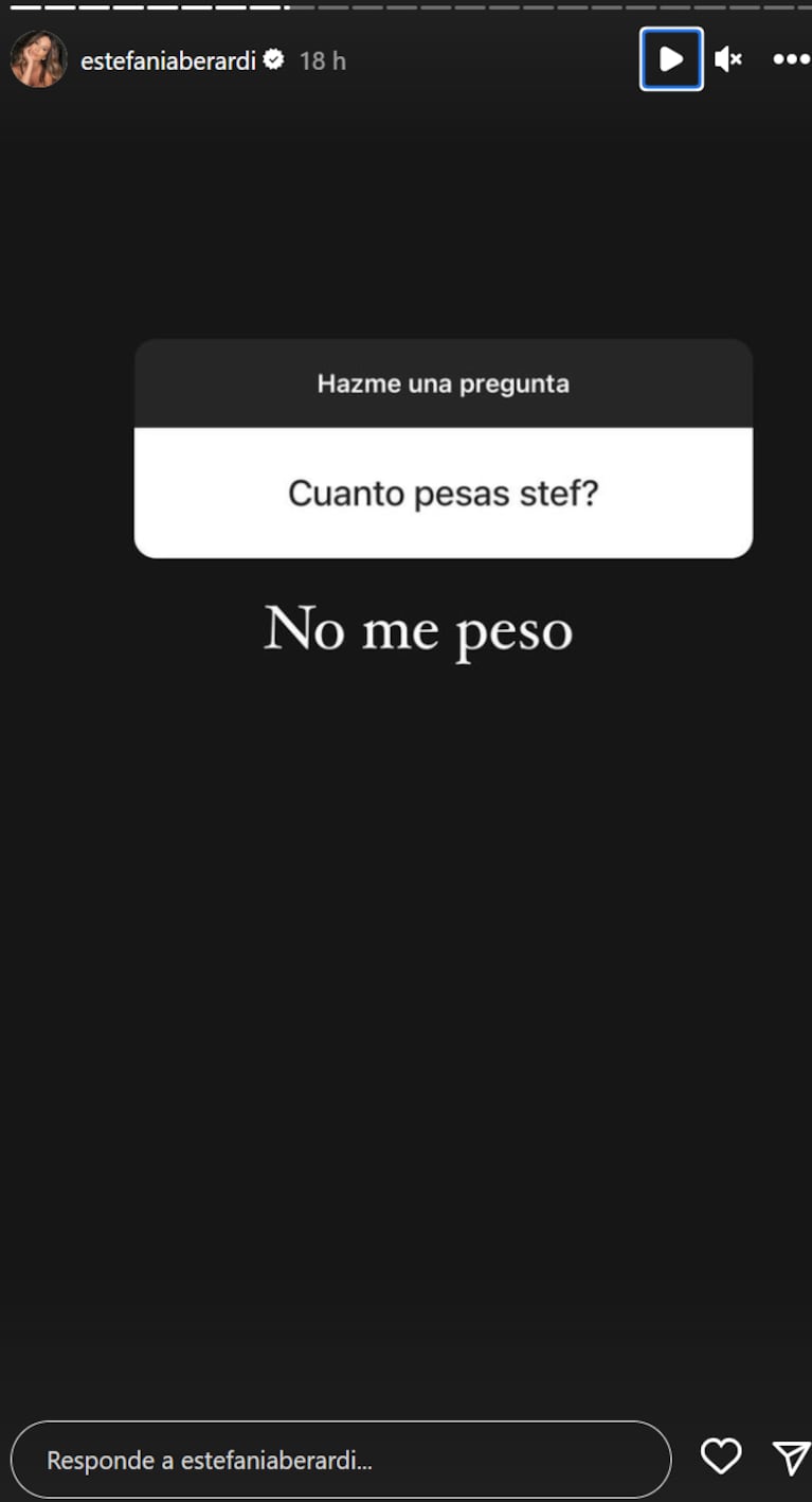 A Estefi Berardi le preguntaron cuánto pesa y su respuesta fue contundente