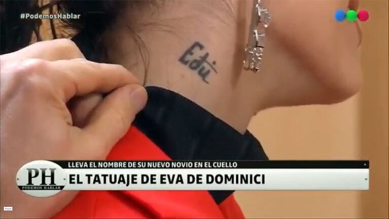 A Eva de Dominici le descubrieron el jugado tatuaje dedicado a su nuevo novio: el increíble detalle del diseño de él