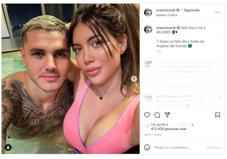 "A mis 3 mujeres”: el saludo de Mauro Icardi a Wanda Nara y sus hijas por el Día Internacional de la Mujer