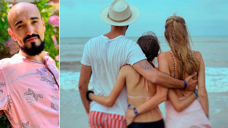 Abel Pintos publicó la primera foto con su novia y la hija de ella, en la playa: Al infinito y más allá