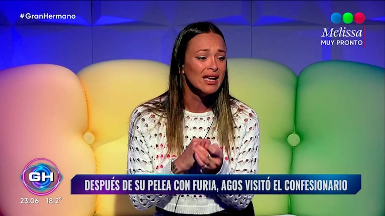 Agostina en el confesionario de Gran Hermano.