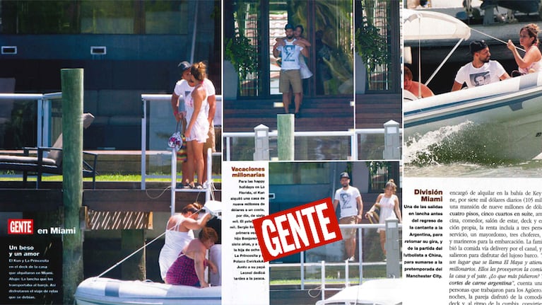 Agüero y La Princesita Karina, las fotos de sus vacaciones súper enamorados en Miami (Foto: revista Gente)