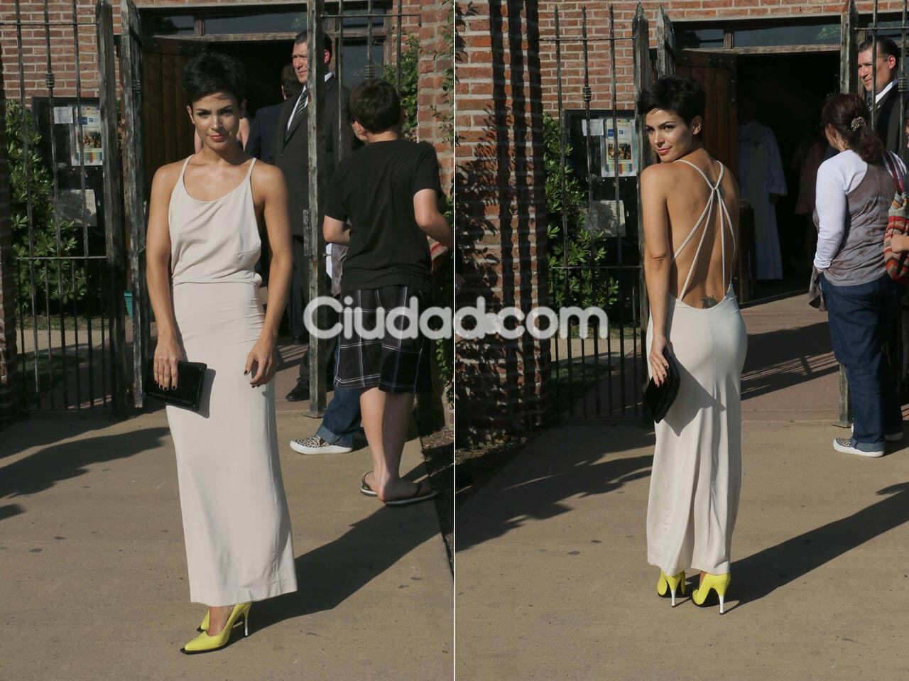 Agustina Cherri, deslumbrante con su vestido para la boda de su amiga Marcela Kloosterboer. (Fotos: Movilpress)