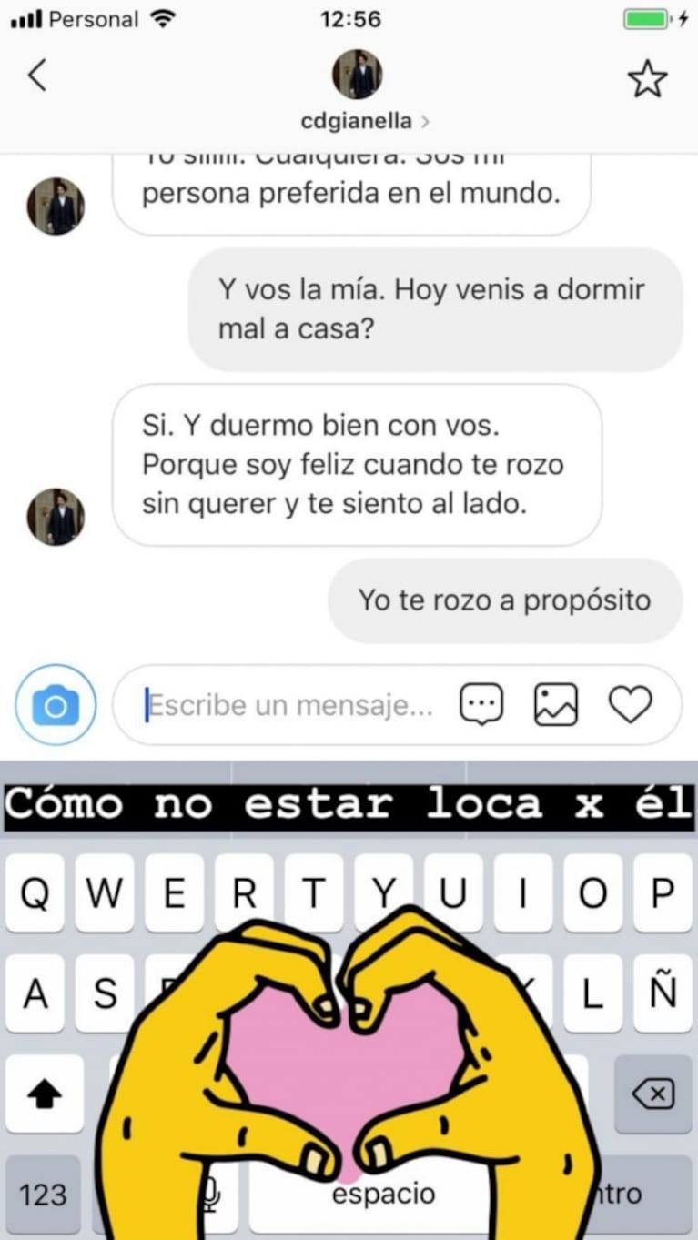 Agustina Kämpfer difundió un chat mimoso con su novio: "Duermo bien con vos porque soy feliz cuando te rozo"