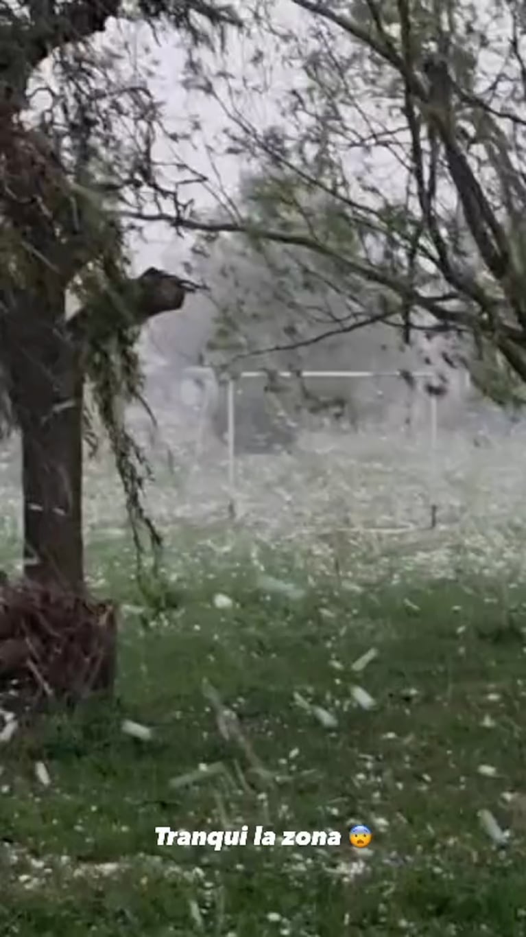 Ailén Bechara mostró el tremendo temporal que hubo en su pueblo, Darregueira: lluvia, viento y granizo