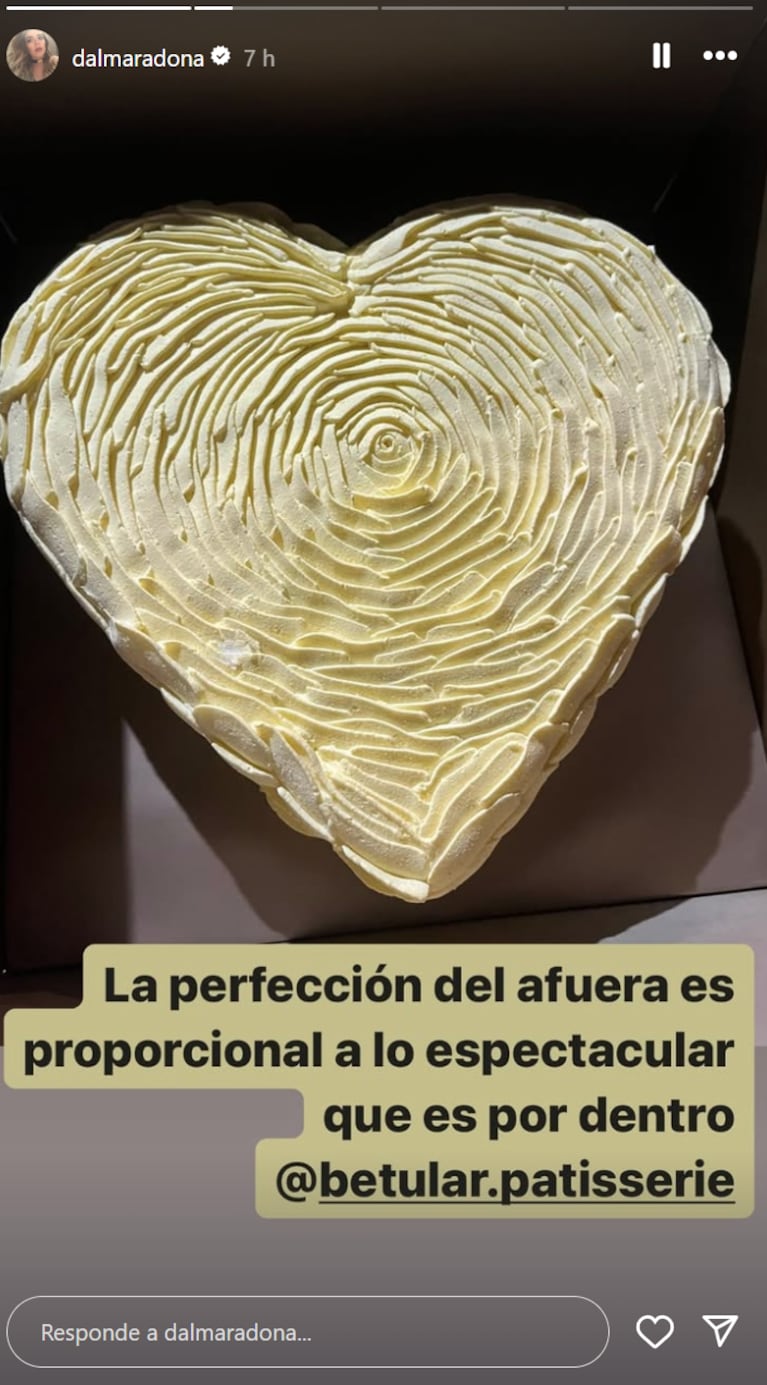 Al final, Dalma reveló que Damián le envió la torta, ya que le agradeció y etiquetó a su pastelería.