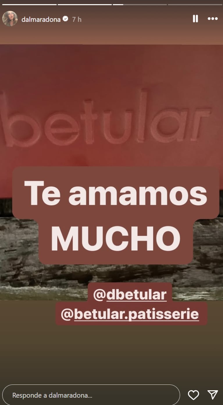 Al final, Dalma reveló que Damián le envió la torta, ya que le agradeció y etiquetó a su pastelería.