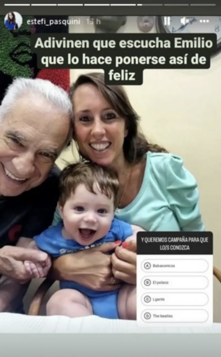 Alberto Cormillot y Estefanía Pasquini quieren que su hijo conozca al Polaco: "Lo hace ponerse así de feliz"