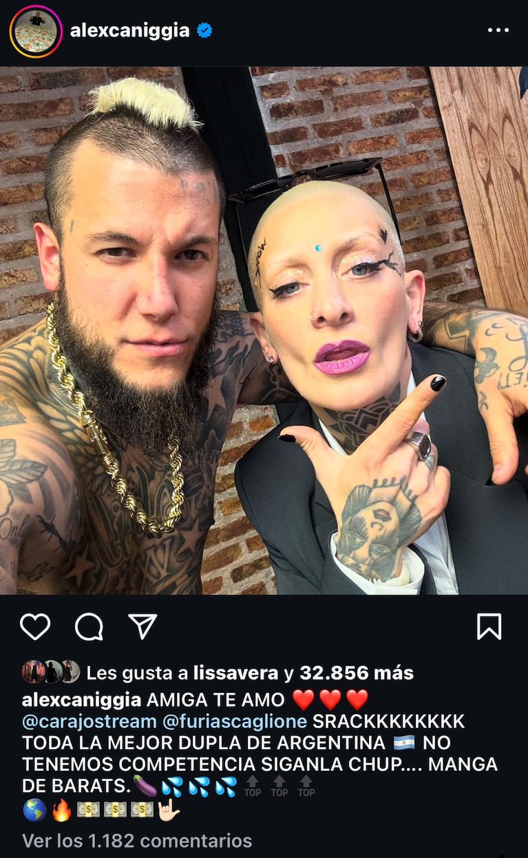 Alex Caniggia y Furia en las redes sociales.