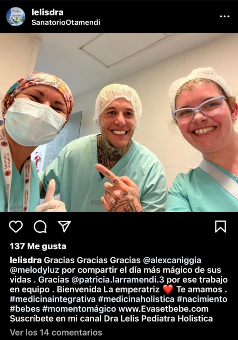 Alex Caniggia y Melody Luz fueron padres por primera vez: "Bienvenida emperatriz"