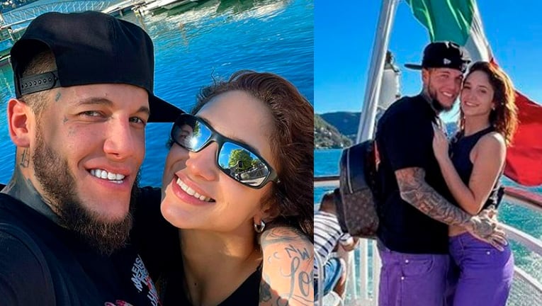 Alex Caniggia y Melody Luz posaron vestidos iguales en Europa.