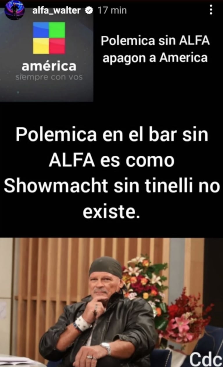 Alfa fue apartado de Polémica en el Bar y en su descargo se comparó con Marcelo Tinelli