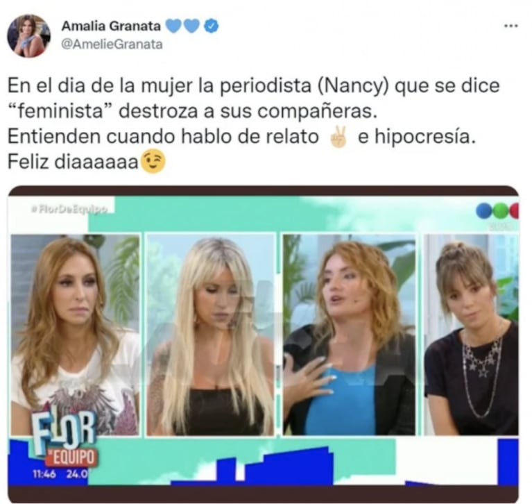 Amalia Granata apuntó contra Nancy Pazos por su pelea al aire con Analía Franchín: "¿Entienden cuando hablo de relato e hipocresía?"