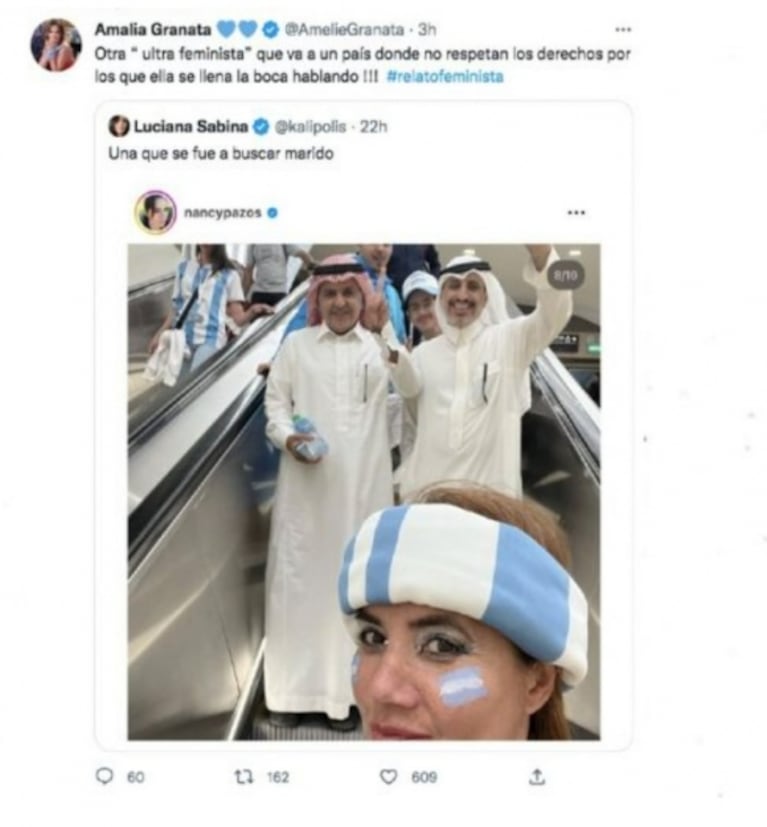 Amalia Granata, letal con Nancy Pazos por su viaje a Qatar: "Otra 'ultra feminista' que se llena la boca hablando"