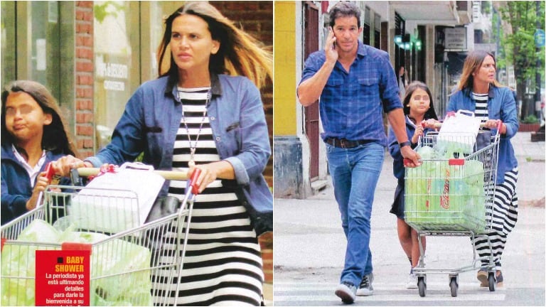 Amalia Granata y Leonardo Squarzon, juntos y en familia en una salida al supermercado. Foto: Revista Paparazzi