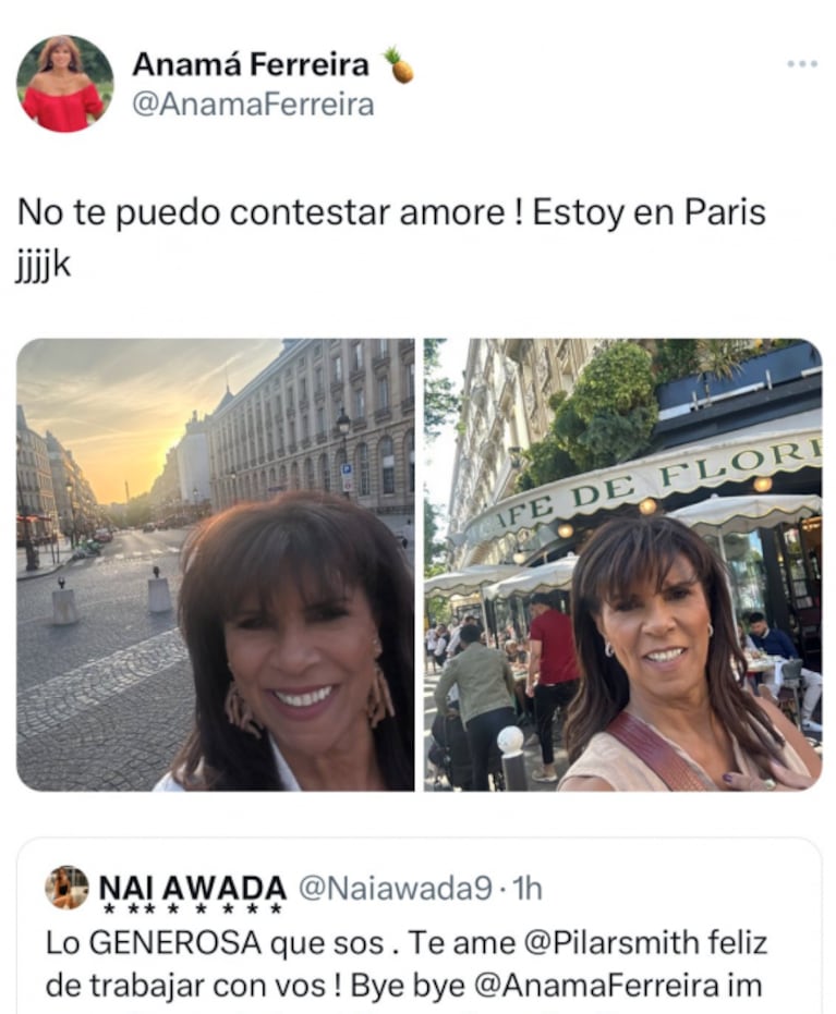 Anamá Ferreira respondió irónica a una tremenda provocación de Nai Awada: "No te puedo contestar ahora"