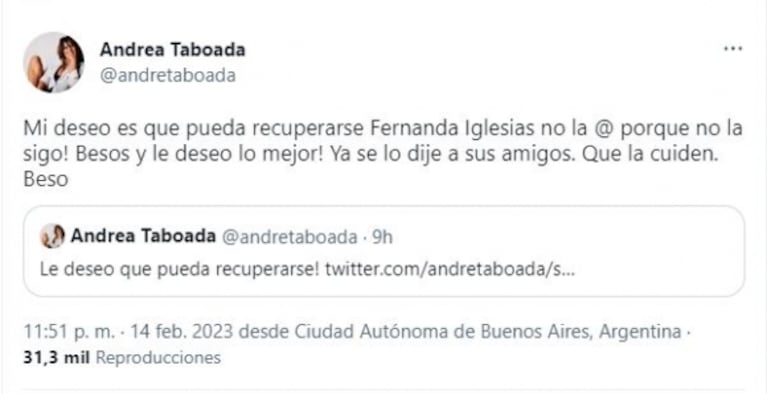 Andrea Taboada disparó con todo contra Fernanda Iglesias: "Violenta y agresiva"