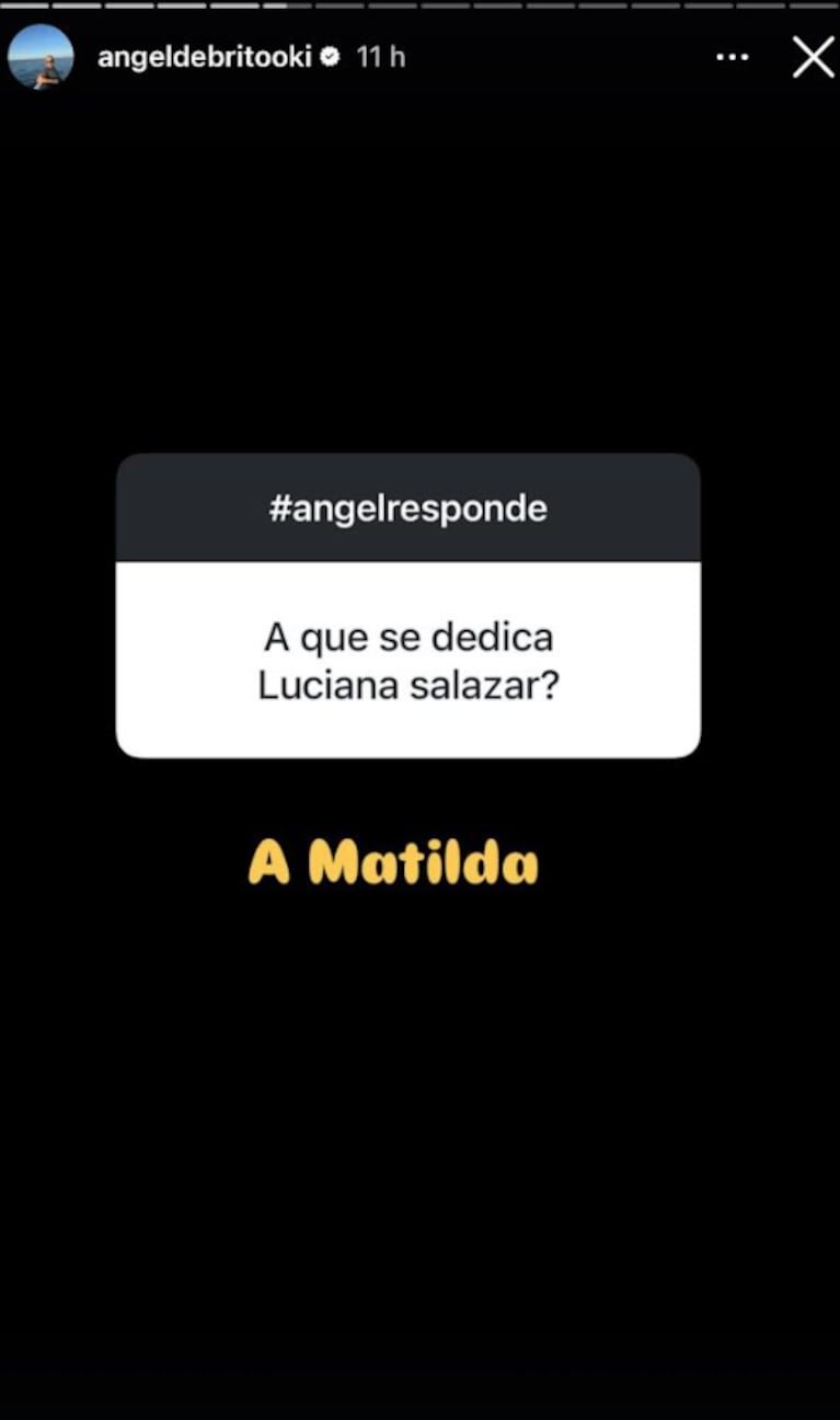 Ángel contó a qué se dedica Luciana. Foto: IG | @angeldebritooki