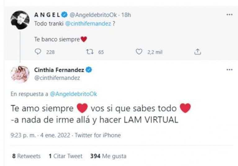 Ángel de Brito apoyó públicamente a Cinthia Fernández en medio de la pelea con Defederico: "Yo lo viví"