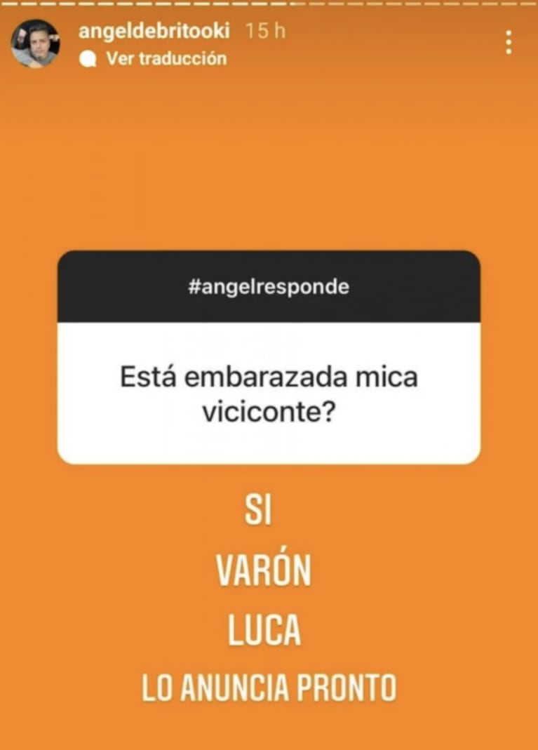 Ángel de Brito contó detalles del supuesto embarazo de Mica Viciconte: "Lo anuncia pronto"