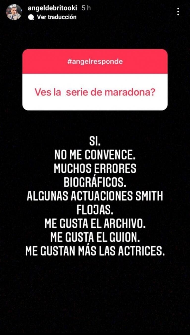 Ángel de Brito criticó con todo la serie de Diego Maradona: "No me convence, muchos errores"