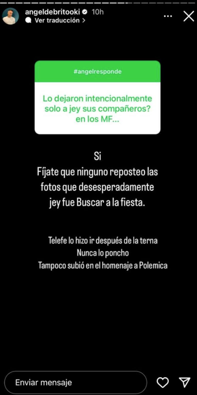 Ángel de Brito fue contundente sobre el desplante que los excompañeros de Jey Mammon le hicieron en los Martín Fierro