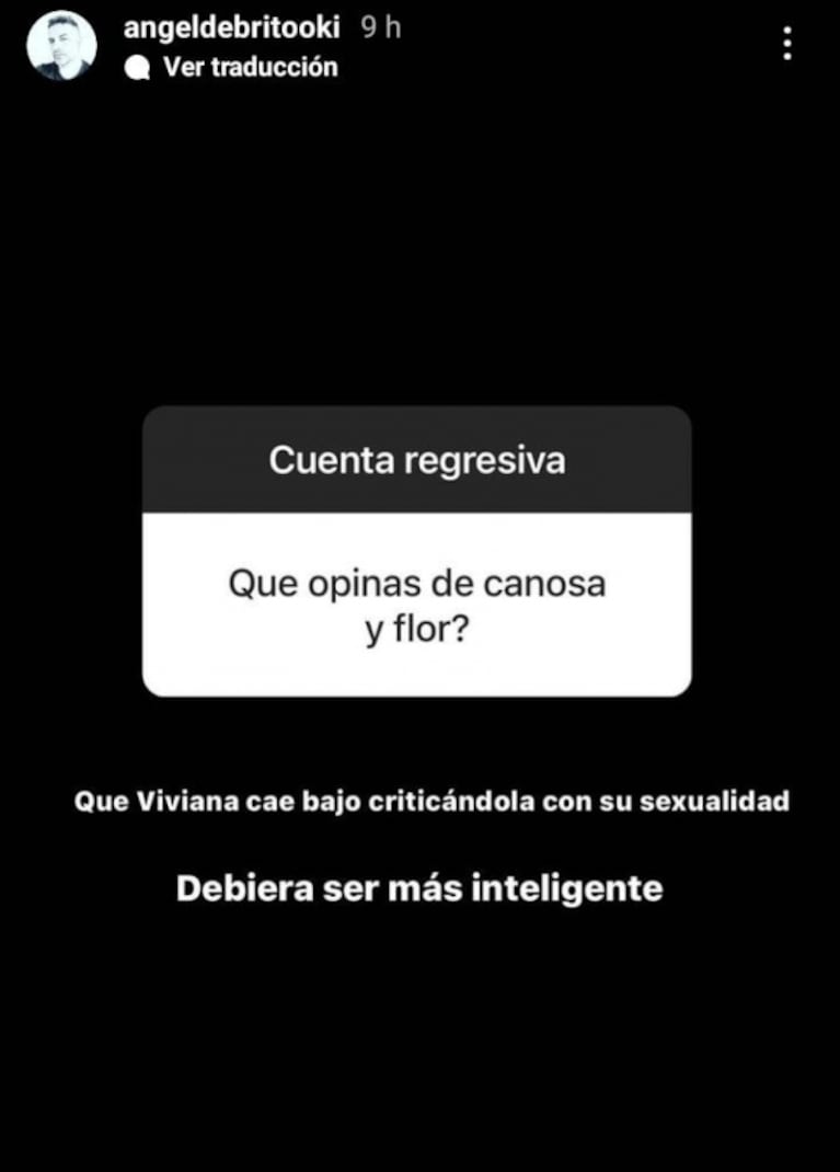 Ángel de Brito opinó contundente sobre la pelea de Canosa y Flor de la Ve: "Viviana debería ser más inteligente"