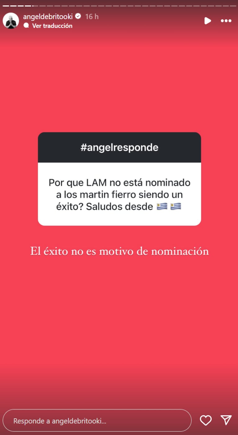 Ángel de Brito reaccionó ante la decisión de APTRA de no nominar a LAM.