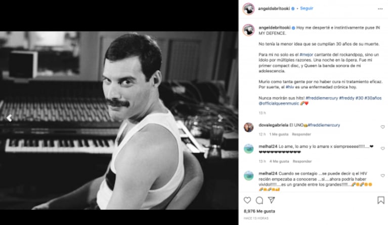 Ángel de Brito se emocionó con el aniversario de la muerte de Freddie Mercury