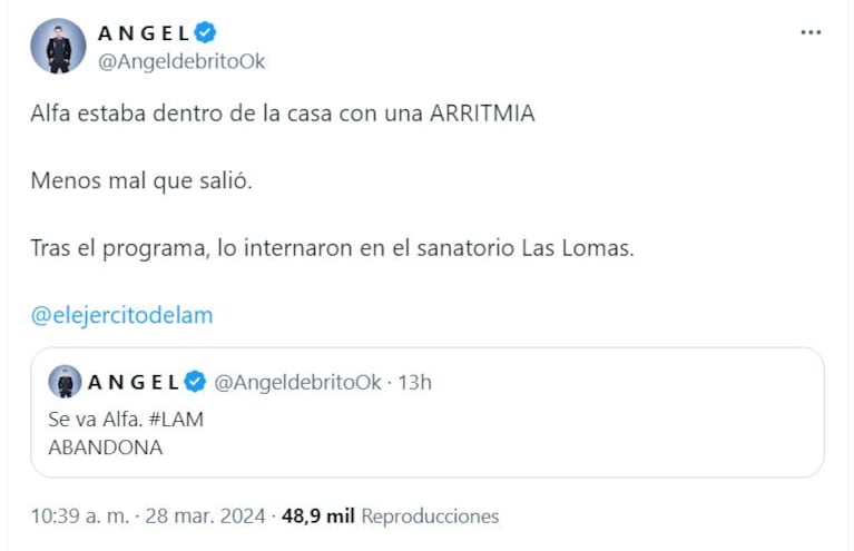 Ángel de Brito sobre Alfa en las redes sociales.