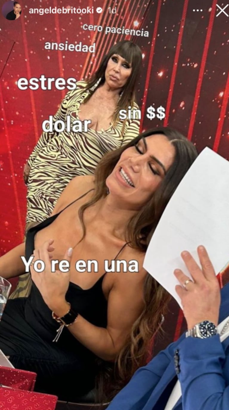 Ángel de Brito y Flor de la Ve hicieron un divertido meme con una foto de Moria Casán: “Cero paciencia”