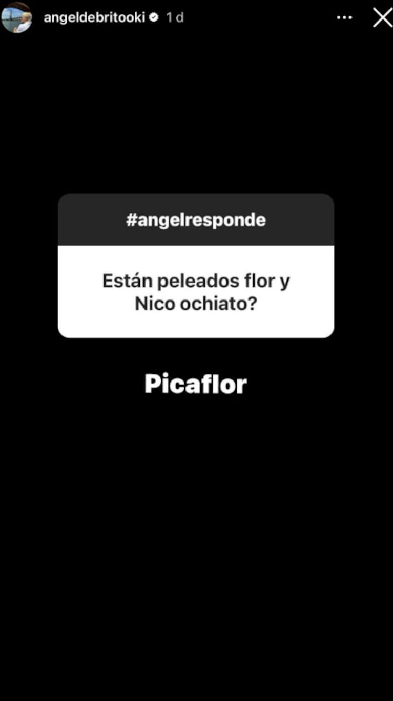 Ángel lanzó un sugerente mensaje ante una fan que quiso saber su Nico y Flor están peleados.