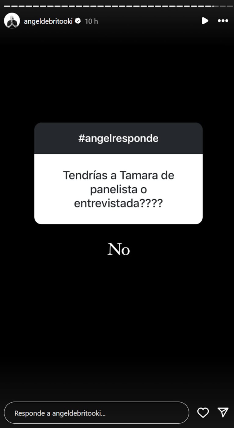 Ángel no trabajaría con Tamara.