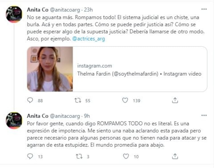 Anita Co explotó tras la anulación del juicio a Juan Darthés en Brasil: “Rompamos todo”