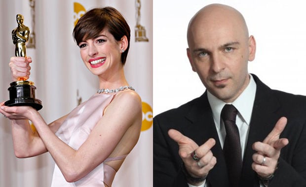 Anne Hathaway se negó a saludar al periodista Alexis Puig (Fotos: Web). 