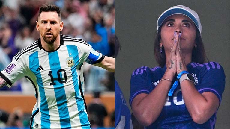Antonela hasta rezó para alentar a Leo Messi (Fotos AP - EFE - Reuters )