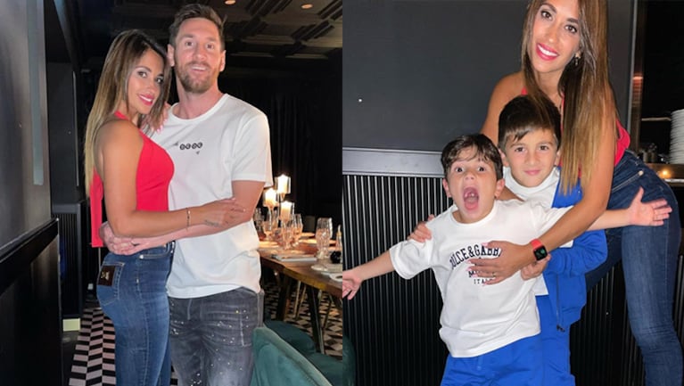 Antonela Roccuzzo compartió divertidas fotos con Lionel Messi y sus hijos en un restaurante de París.