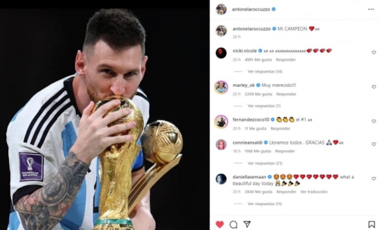 Antonela Roccuzzo le dedicó a Messi un conmovedor mensaje tras ganar el Mundial Qatar 2022