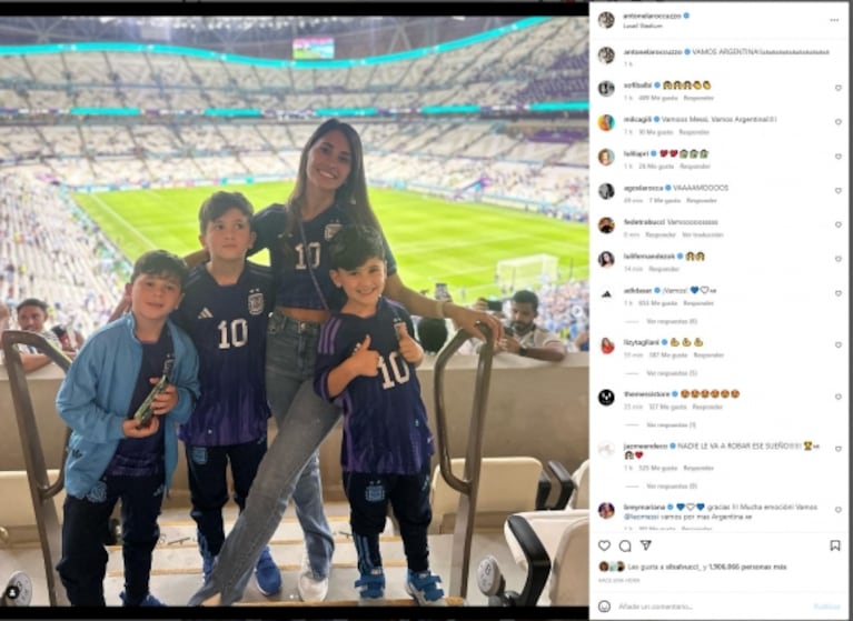 Antonela Roccuzzo y sus hijos alentaron a Lionel Messi: "¡Cómo te amo!"