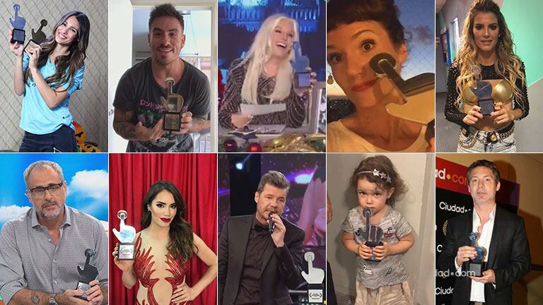 Arriba: Pampita, ganadora también del Oro; Fede Bal; Susana; Griselda Siciliani y Mery del Cerro. Abajo: Rial, Lali, Tinelli, Olivia Alfonso y Suar.