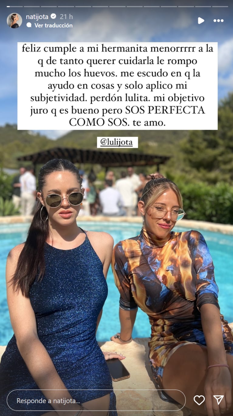 Así es Luli, la hermana menor de Nati Jota: “Sos perfecta”