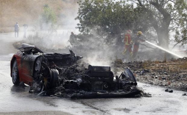 Así quedó la Ferrari de Ever Banega. (Foto: Marca)