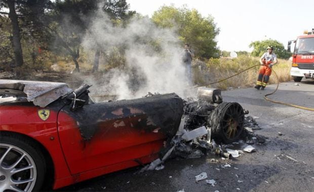 Así quedó la Ferrari de Ever Banega. (Foto: Marca)