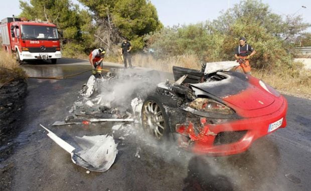 Así quedó la Ferrari de Ever Banega. (Foto: Marca)