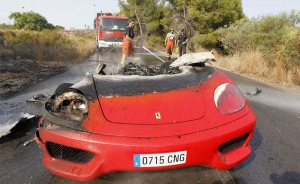 Así quedó la Ferrari de Ever Banega. (Foto: Marca)