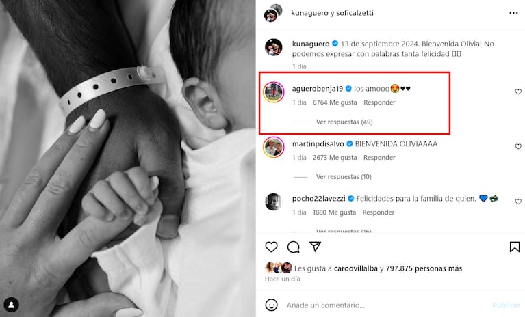 Así reaccionó Benjamín Agüero al nacimiento de su hermanita Olivia, hija del Kun y Sofía Calzetti