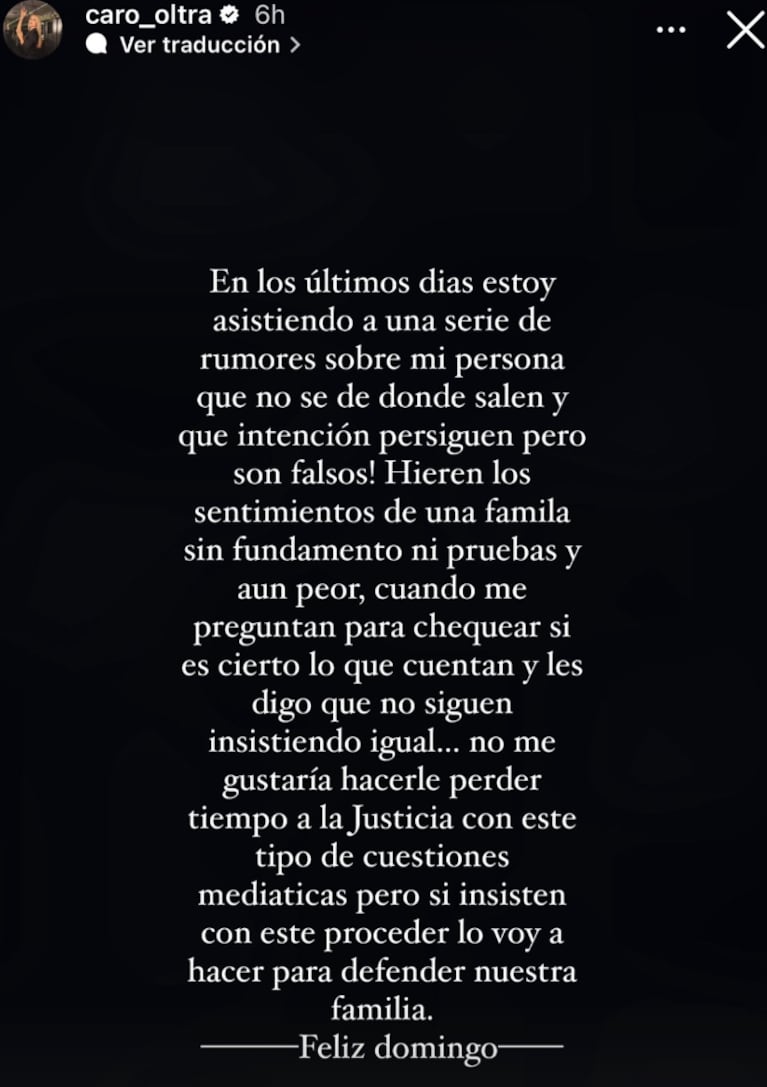 Así reaccionó Carolina Oltra a la versión de infidelidades y separación de su marido: su firme descargo
