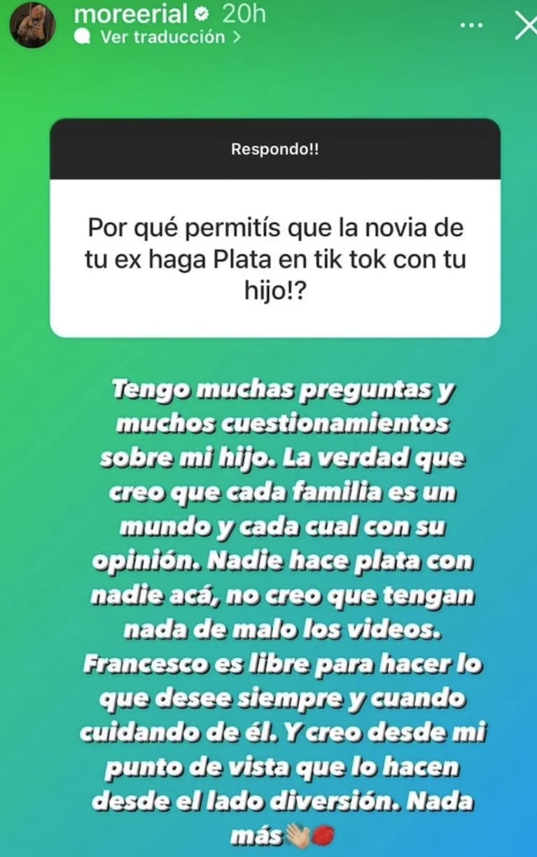 Así reaccionó Morena Rial cuando le contaron que la novia de su ex “hace plata” con su hijo: “¿Lo permitís?”